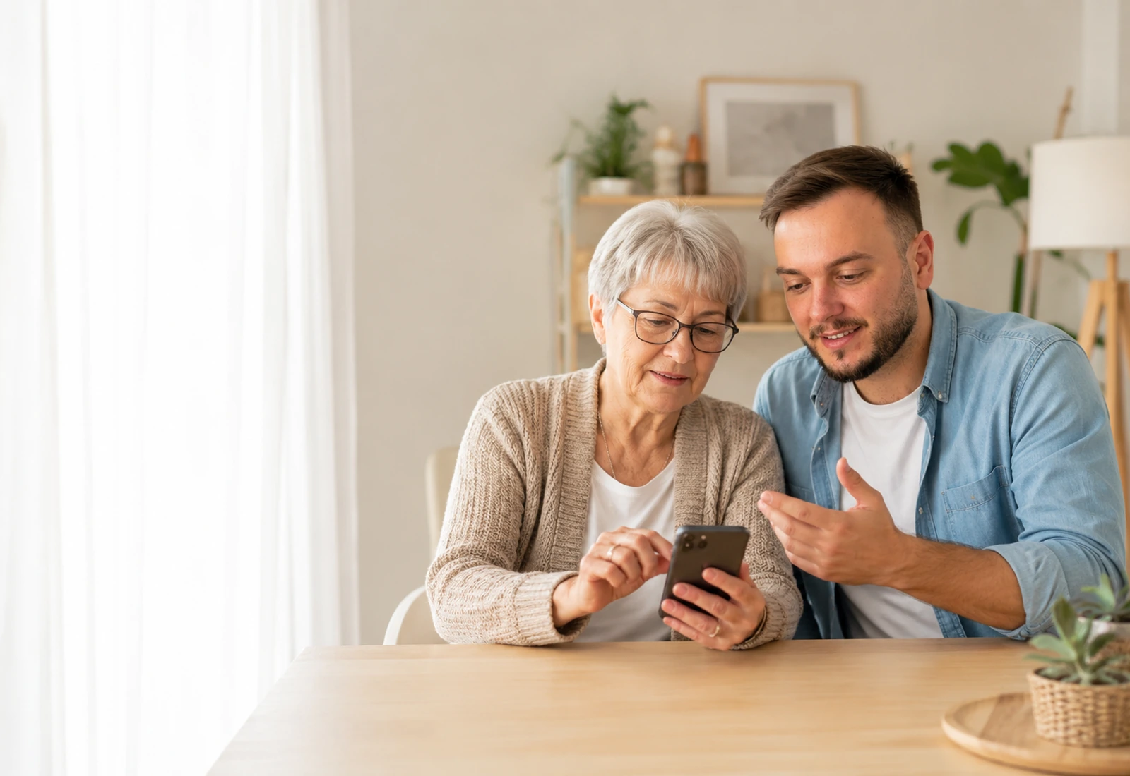 Accompagnement d’une personne senior dans l’utilisation de son smartphone à domicile